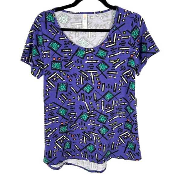 LuLaRoe Tops - LuLaRoe Classic T Shirt Size Small Vibrant Aztec Print Floral Geometric Purple